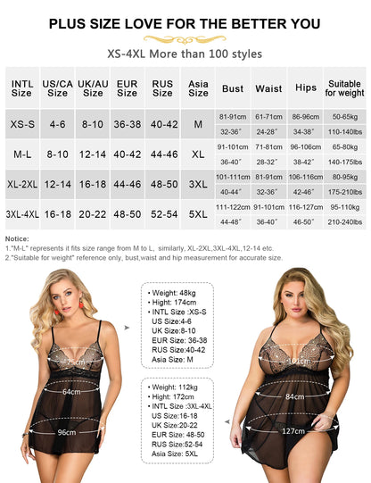 Nightgowns | Black Sheer Lace Negligee