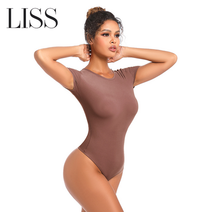 Shapewear | LISS Short Sleeve Thong Bodysuit - Comfortable, Sleek, and Seamless