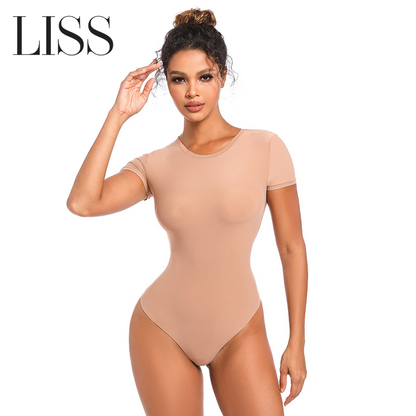 Shapewear | LISS Short Sleeve Thong Bodysuit - Comfortable, Sleek, and Seamless