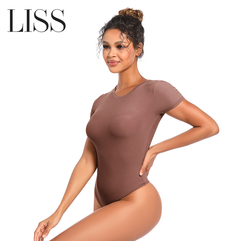 Shapewear | LISS Short Sleeve Thong Bodysuit - Comfortable, Sleek, and Seamless