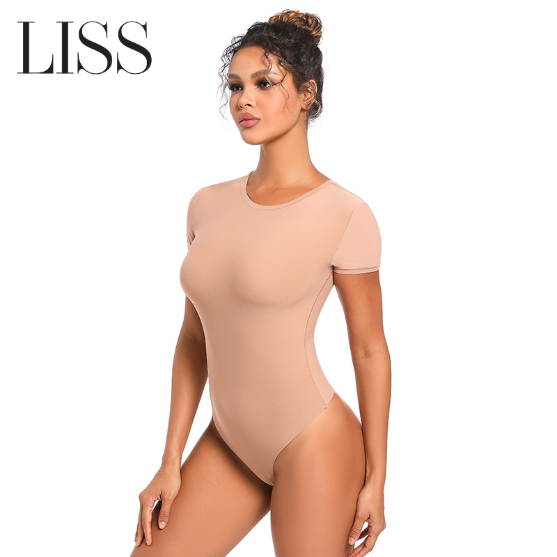 Shapewear | LISS Short Sleeve Thong Bodysuit - Comfortable, Sleek, and Seamless