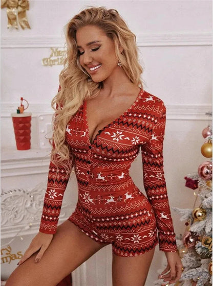 Christmas | LISS Cozy Plaid Christmas Pajama Romper