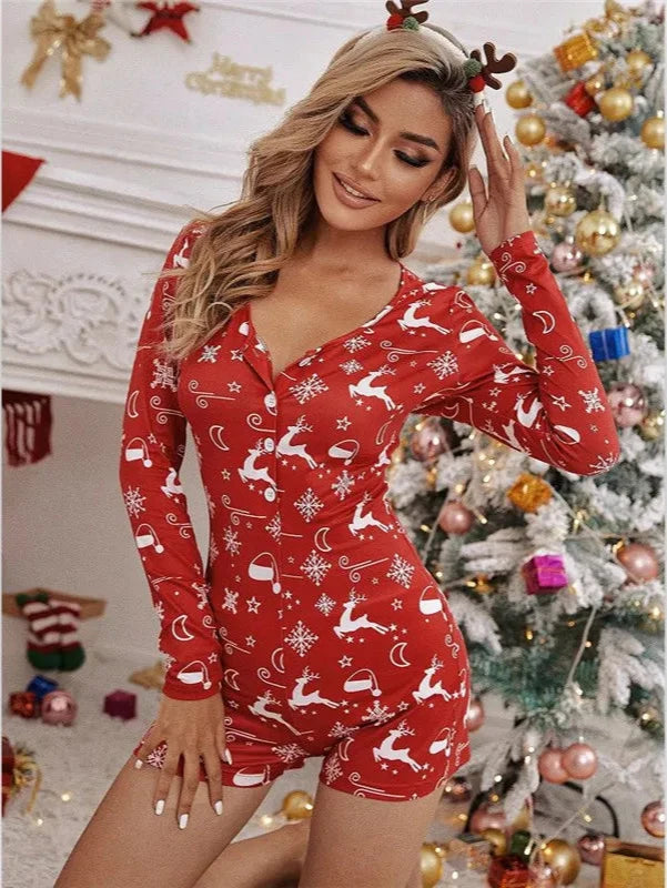 Christmas | LISS Cozy Plaid Christmas Pajama Romper