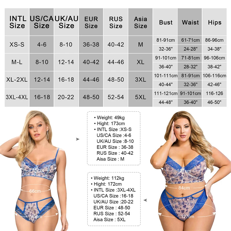 lingerie set | Lingerie for Plus Size - Parisian Night Plus Lace Bra and High Waist Panties Set - XS-4XL