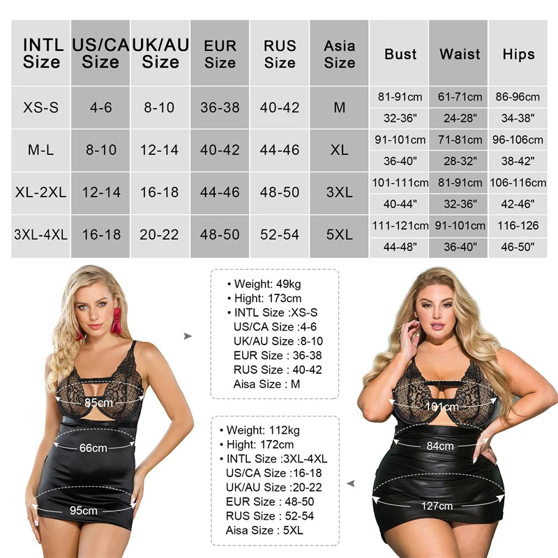 Plus Size Sexy Lingerie Dress - Gorgeous "Girl Night" Seductive Nightwear